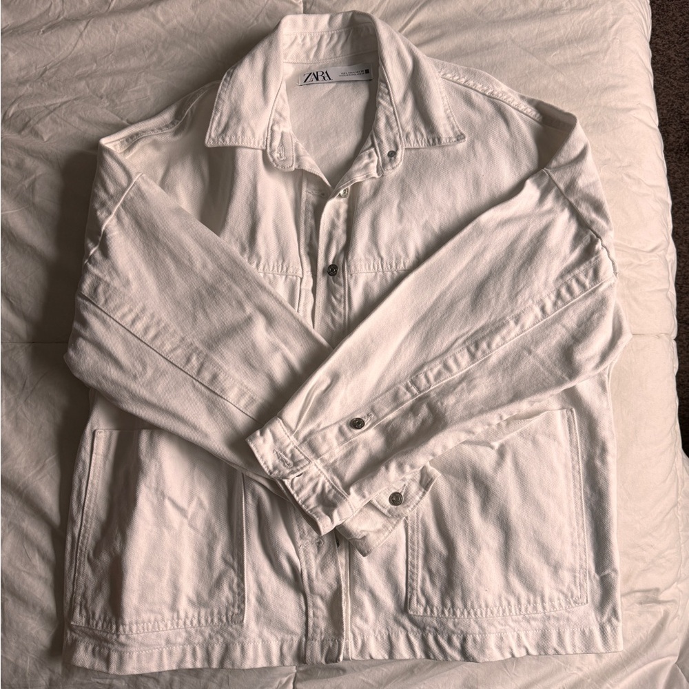 Zara White Denim Jacket